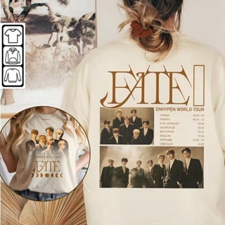 เสื้อยืดลําลอง ผ้าฝ้าย แขนสั้น คอกลม พิมพ์ลาย Kpop ENHYPEN FATE JUNGWON HEESEUNG JAY JAKE SUNGHOON SUNOO NI-KI สไตล์ฮิปฮอป สําหรับผู้ชาย และผู้หญิง