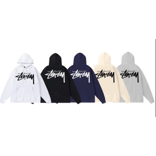 เสื้อกันหนาวลําลอง มีฮู้ด พิมพ์ลายโลโก้ Stussy SS23 สองด้าน ขนาดใหญ่ แฟชั่นสําหรับผู้ชาย และผู้หญิง