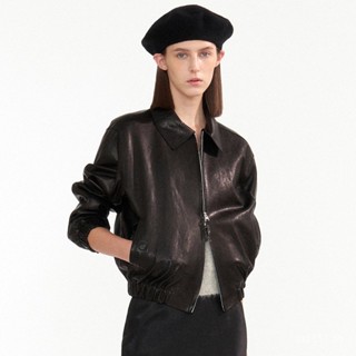 [New autumn] n * thing writt * n small leather jacket for women 2023 spring new small black short jacket FAXI