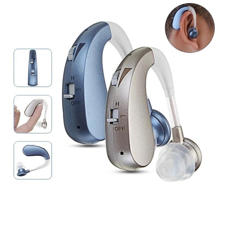 เครื่องช่วยฟังผู้สูงอายุแบบชาร์จไฟได้หลังหูหูฟังขยายเสียงดอกไม้