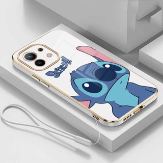 [ฟรีสายคล้อง] เคสซิลิโคนนิ่ม ทรงสี่เหลี่ยม ลายการ์ตูนมอนสเตอร์ Stitch น่ารัก แวววาว สําหรับ Xiaomi 11 Lite 5G 11 Lite 4G Xiaomi 11T 10T Pro 10 Pro