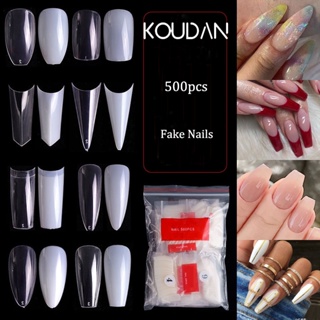 สติกเกอร์เล็บปลอม แบบใส สีขาว สําหรับตกแต่งเล็บ 500 ชิ้น KOUDAN