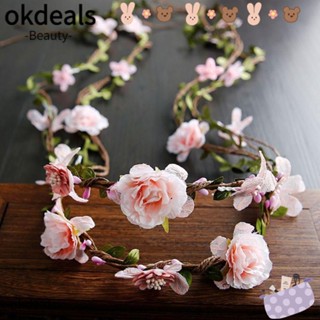 Okdeals ที่คาดผม มงกุฎดอกไม้ หวาย แฮนด์เมด