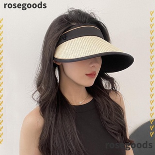 Rosegoods1 หมวกฟางกันแดด แบบพับได้ ป้องกันรังสียูวี แฟชั่นฤดูร้อน สําหรับผู้หญิง