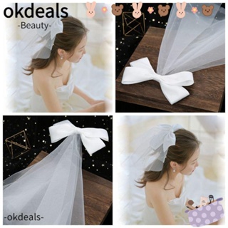 Okdeals ผ้าคลุมหน้าเจ้าสาว ของขวัญ สําหรับเจ้าสาว สีขาว เรียบง่าย อุปกรณ์จัดงานแต่งงาน