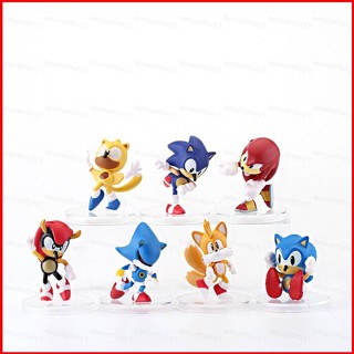 Yela โมเดลฟิกเกอร์ Sonic Action Figure Knuckles Tails Shadow Iron Sonic EXE ของเล่นสําหรับเด็ก 7 ชิ้น