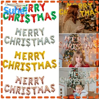 Suhe ลูกโป่งเป่าลม ลายตัวอักษร Merry Christmas สําหรับตกแต่งปาร์ตี้คริสต์มาส