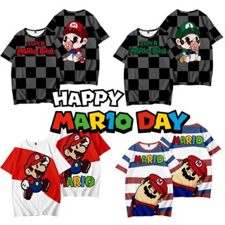 เสื้อยืดแขนสั้น คอกลม พิมพ์ลายการ์ตูนกราฟฟิติ Super Mario แฟชั่นฤดูร้อน สําหรับผู้ชาย