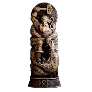 Living Room Gift Craft Realistic Vintage Collectible For Shelf Lord Thunder Odin God Statue