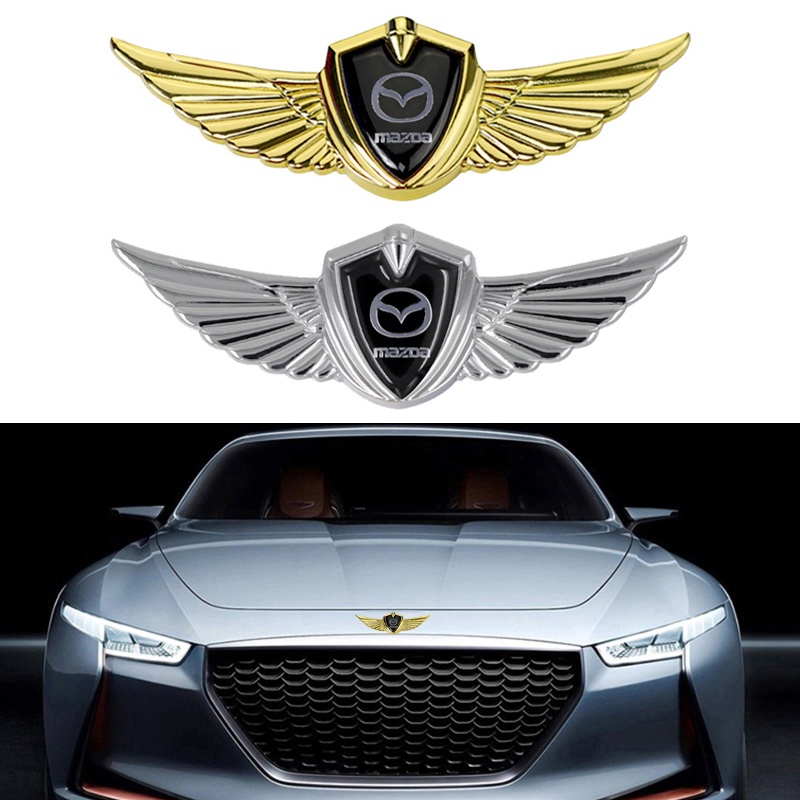 สติกเกอร์โลหะ รูปปีกติดฝากระโปรงหน้ารถยนต์ สําหรับ Mazda 2 3 5 6 323 626 rx8 rx7 mx3 mx5 cx9 cx7 cx5 Protege