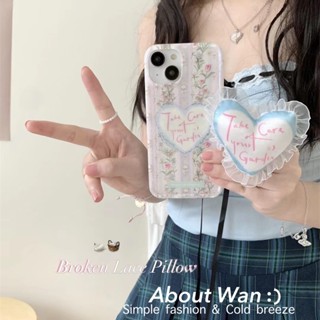 ใหม่ เคสโทรศัพท์มือถือ กันกระแทก ลายดอกไม้ ลูกไม้ พร้อมที่ตั้งวาง สําหรับ Iphone 14promax 13 11 14pro 13pro 14