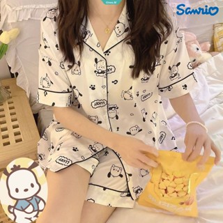 Sanrio Pochacco PompomPurin ชุดนอน เสื้อยืด แขนสั้น กางเกงขาสั้น น่ารัก ฤดูร้อน สองชิ้น สําหรับผู้หญิง [GM]