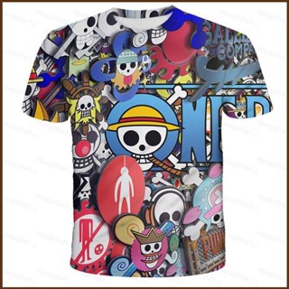 Cool ใหม่ เสื้อยืดลําลอง แขนสั้น คอกลม พิมพ์ลายอนิเมะ One Piece ลูฟี่ 3D ทรงหลวม พลัสไซซ์ สําหรับผู้ชาย และผู้หญิง