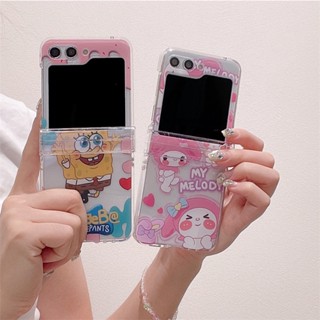 เคสโทรศัพท์มือถือ หน้าจอพับได้ ลาย SpongeBob SquarePants Melody เรียบง่าย สําหรับ Samsung Galaxy Z Flip 5 Z Flip 4 Z Flip 3 5G