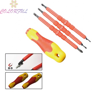 【COLORFUL】Durable Electricians Tools Set Specifications Marked Blade Comfortable Grip 4pcs