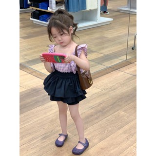 Korean childrens clothing girls summer suit 2023 new plaid skirt fashionable two-piece set baby Summer two-piece set C1GM