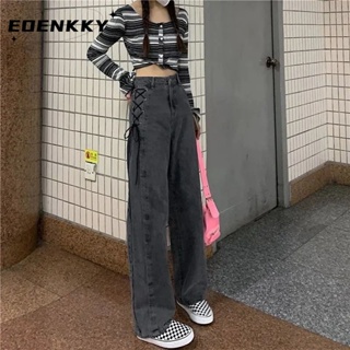 EOENKKY กางเกงขายาว กางเกงยีสน์ผู้หญิง ทรงหลวม ๆ ตรง Retro Hip Hop Pants 2023 NEW Style  Trendy คุณภาพสูง สบาย ทันสมัย A27L0E0 36Z230909