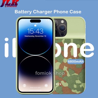 [JLK] Camouflage Oxford Cloth Battery Case Power Cover for iPhone 15 Plus X XS Max XR 11 12 Pro 13 Mini iphone14 Pro Max Portable Charger Power Bank