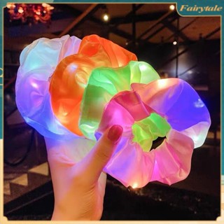 ❀ ที่คาดผมเรืองแสง LED เด็กผู้หญิง Light Up ยืดหยุ่นหางม้า Scrunchies เรืองแสงในที่มืดที่คาดผม Xmas เครื่องประดับผมปาร์ตี้