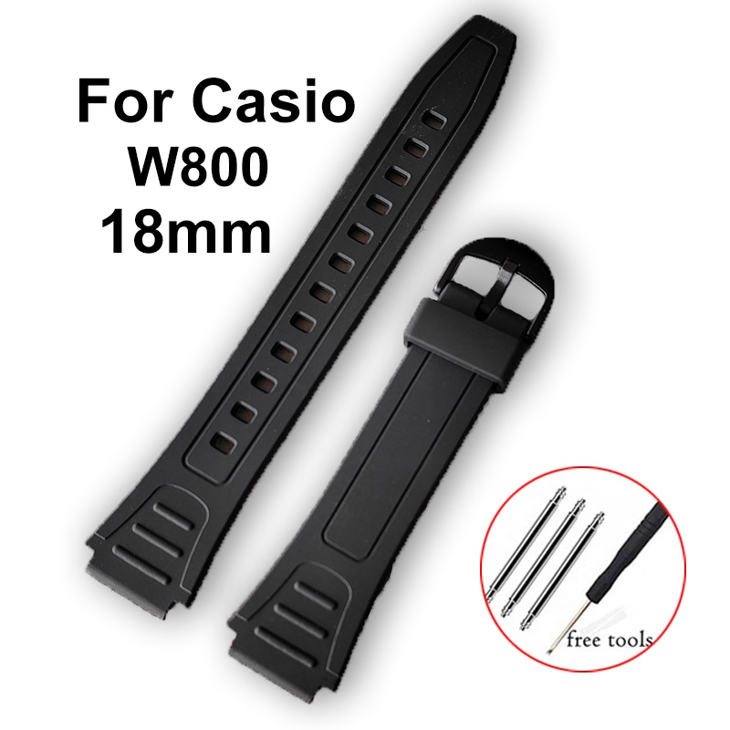 สายนาฬิกาข้อมือซิลิโคน ยาง PU นิ่ม สีดํา สําหรับผู้หญิง และผู้ชาย สําหรับ Casio G-Shock W800 18 มม.