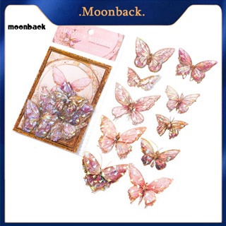 &lt;moonback&gt; สติกเกอร์ ลายผีเสื้อ หลากสี กันน้ํา ลอกออกได้ สําหรับติดตกแต่งสมุดภาพ สมุดบันทึก Diy 40 ชิ้น