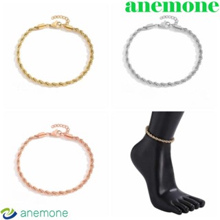 Anemone สร้อยข้อเท้าโซ่สเตนเลส ทรงเรขาคณิต สไตล์โบฮีเมียน เรโทร สําหรับผู้หญิง