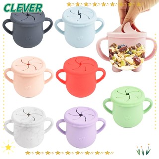 Clever กล่องเก็บอาหารเด็ก ซิลิโคน 7 สี แบบพกพา สีพื้น ปลอด BPA ภาชนะบรรจุขนมขบเคี้ยว