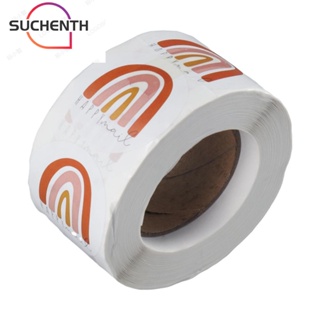 Suchenth สติกเกอร์ฉลาก สีรุ้ง ทรงกลม 1.5 นิ้ว 1 ม้วน 500 ชิ้น