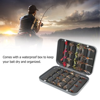Fishi 40Pcs Fishing Lure Fish Fly Bait Assortment Set Kit พร้อมกล่องกันน้ำสำหรับ Lake River
