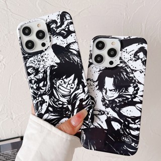 เคสโทรศัพท์มือถือ แบบแข็ง ลายการ์ตูน One Piece Trio สีดํา สีขาว สําหรับ iPhone 14 13 12 11 14Plus iPhone14