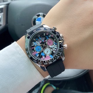 Rolexs- นาฬิกาข้อมือผู้ชาย Daytona กันน้ํา สายยาง