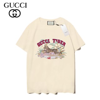 ☆★♣ Gucci เสื้อยืดแขนสั้น ผ้าฝ้าย พิมพ์ลาย แฟชั่นสําหรับผู้ชาย และผู้หญิงS-5XL