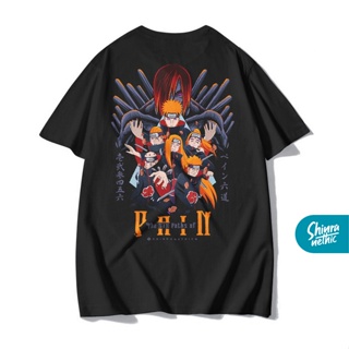 เสื้อยืดแขนสั้นเสื้อยืด พิมพ์ลายอนิเมะ The Six Path of Pain Nagato Akatsuki Kaos Naruto &amp; Boruto สําหรับผู้ชายS-5XL