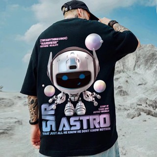 S-8XL National tide Harajuku style cartoon robot printed short-sleeved T-shirt men and women ins trend Korean perso_02