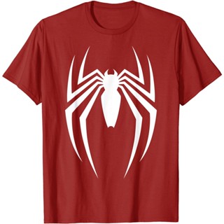 เสื้อยืดแขนสั้นROUNDคอลูกเรือNeckเสื้อยืด พิมพ์ลายกราฟิกโลโก้ Marvel Spider-Man สําหรับผู้ใหญ่-4XLS-5XL