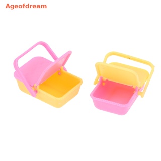 [Ageofdream] ตะกร้าช้อปปิ้งพลาสติก ขนาดเล็ก 1:12 สุ่มสี สําหรับบ้านตุ๊กตา 2 ชิ้น