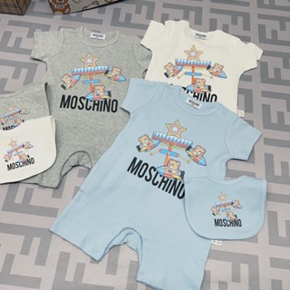 【พร้อม Brandtag】moschlno ชุดรอมเปอร์ ผ้าฝ้าย 100% พรีเมี่ยม หรูหรา สําหรับเด็กทารกแรกเกิดผู้ชาย และเด็กผู้หญิง อายุ 0-24 เดือน