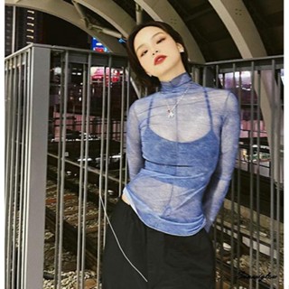 S-g/ เสื้อเชิ้ตซีทรู แขนยาว คอสูง สไตล์สตรีท ลําลอง ฤดูร้อน ฤดูใบไม้ผลิ สําหรับผู้หญิง