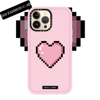 Casetify X Pixel Love สีชมพู ใส เคส iPhone สําหรับ iPhone 14 13 12 11 Pro MAX IX XS MAX XR 6 6s 7 8 Plus เคสกันกระแทก กันชน เคสนิ่ม