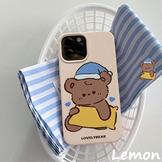 [Lemon] เคสโทรศัพท์มือถือนิ่ม ลายการ์ตูนหมีน่ารัก สีกากี สําหรับ Iphone 14pro 14promax 13 13pro 13promax 11 12 12pro 12promax XR XSMAX 7P 8P MINI