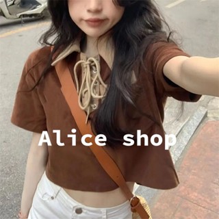 Alice  เสื้อยืด เสื้อผ้าแฟชั่นผู้หญิง อเมริกัน วินเทจ เสื้อยืด  ทันสมัย Korean Style ทันสมัย สไตล์เกาหลี A23K036 36Z230909