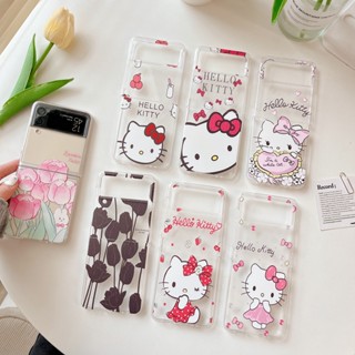 เคสโทรศัพท์มือถือ PC แข็ง กันกระแทก ลายการ์ตูน hellokitty tulip น่ารัก สําหรับ Samsung Galaxy Z Flip 4 5G Z Flip 3