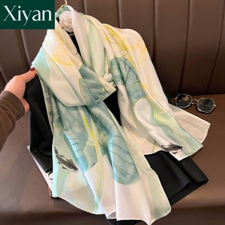 【พร้อมส่ง】ผ้าพันคอ ผ้าคลุมไหล่ ผ้าซาติน พิมพ์ลาย ยาว 180 ซม.…