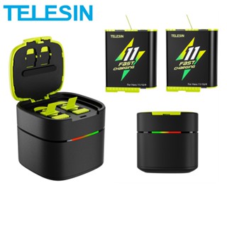 TELESIN Fast Charging Battery For GoPro Hero 11 10 9 1750 mAh Battery 2 Ways 2A Fast Charger Box TF Card Storage For Gopro