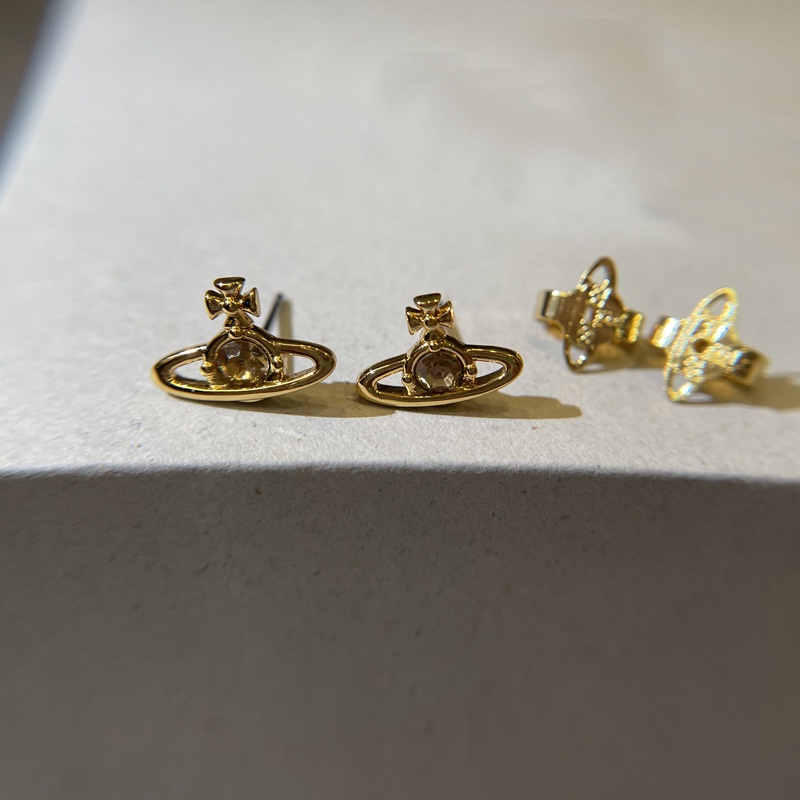 Vivienne WESTWOOD ต่างหูเพชร รูปดาวเสาร์ -1: 1 สําหรับผู้ชาย ผู้หญิง - รูปที่ 4
