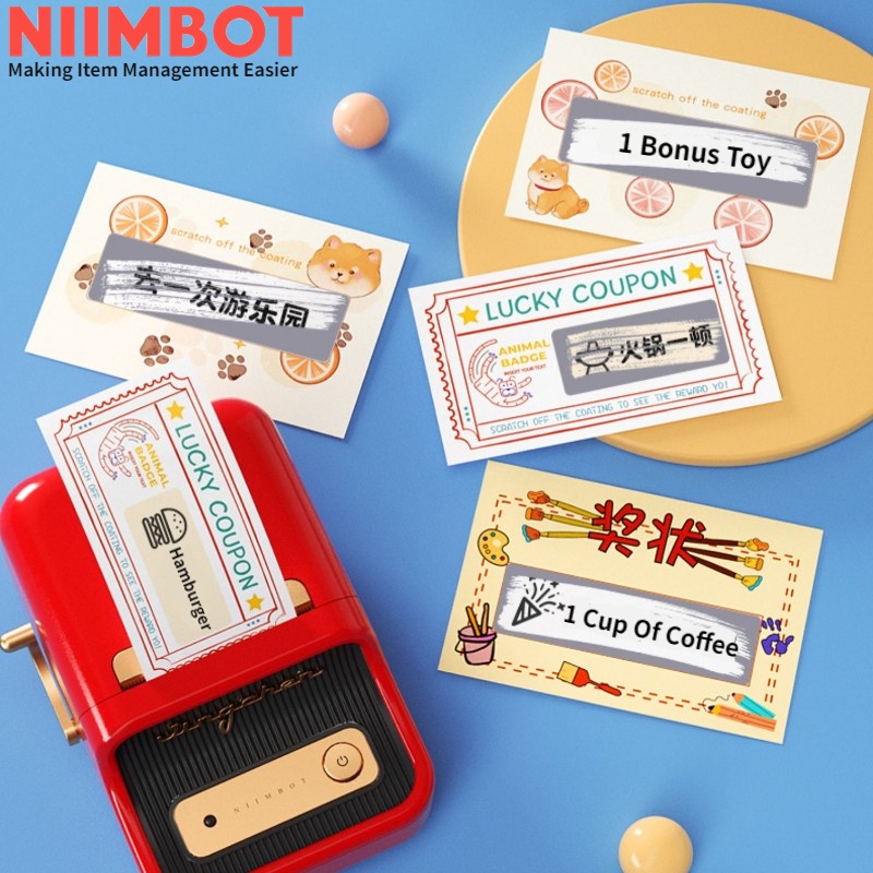 NIIMBOT B21 B1 B3S การ์ดขูดการ์ดรางวัลรอยขีดข่วน Diy โฮมเมด Lucky Draw คูปองซ้ําโต้ตอบ