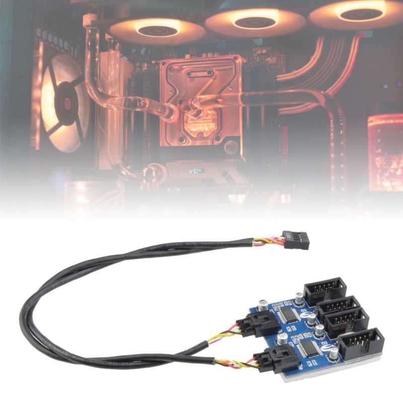 Btsg 9Pin USB Splitter เมนบอร์ด USB 9Pin Header Splitter 1 ถึง 4 สายอะแดปเตอร์ 9Pin 1 ถึง 4 USB HUB 