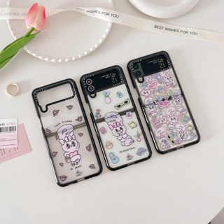 เคสโทรศัพท์มือถือแบบแข็ง ใส ฝาพับ ลายกระต่าย สีชมพู หรูหรา สําหรับ Samsung Galaxy Z Flip 4 Flip3 5G Z Flip 3 Flip4