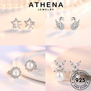 ATHENA JEWELRY มอยส์ซาไนท์ ห่วง เครื่องประดับ แฟชั่น เพชร เงิน แท้ Silver หนีบ ตุ้มหู ไข่มุก เครื่องประดับ ต้นฉบับ 925 ผู้หญิง ต่างหู เกาหลี M020