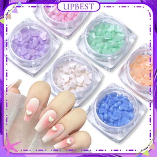 ♕1ขวด Light Change Heart Shape Flat Base Nail Enhancement เครื่องประดับ Daylight เปลี่ยนสีตกแต่งเล็บเครื่องมือสำหรับเล็บ Shop 6สี UPBEST